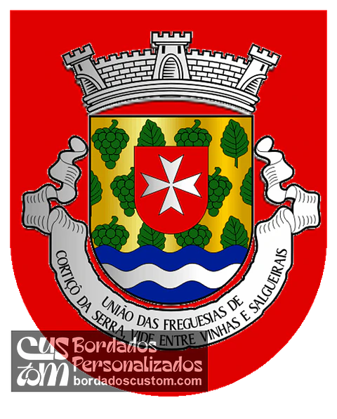 Emblema Bordado Freguesia de Cortiçô da Serra, Vide Entre Vinhas e Salgueirais (Celorico da Beira, Guarda)