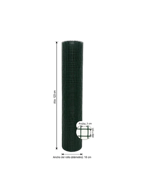 Malla metálica revestida en PVC cuadrada 5 m x 1,2 m