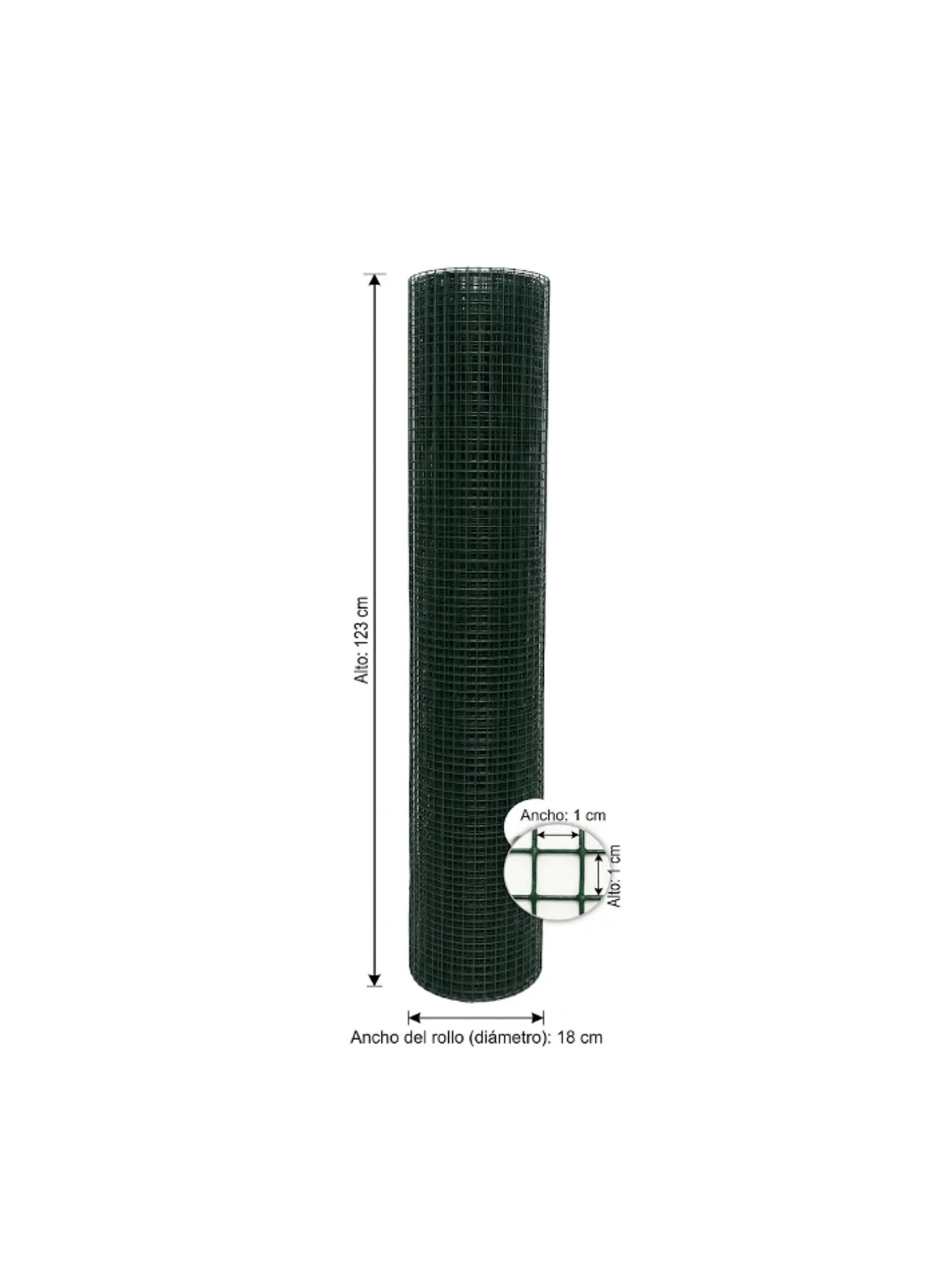 Malla metálica revestida en PVC cuadrada 5 m x 1,2 m 1