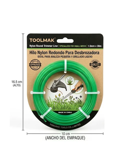Nylon orilladora para maleza pequeña 1,5 mm x 24 metros