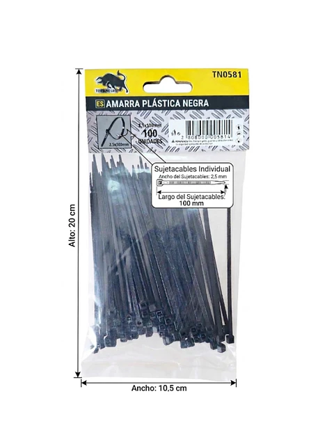 Amarras plásticas 100 unidades  2,5x100 mm