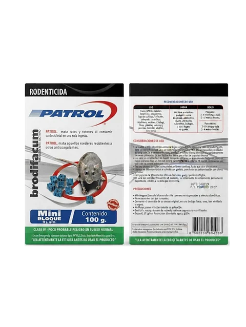 Rodenticida Patrol minibloque 100 gramos