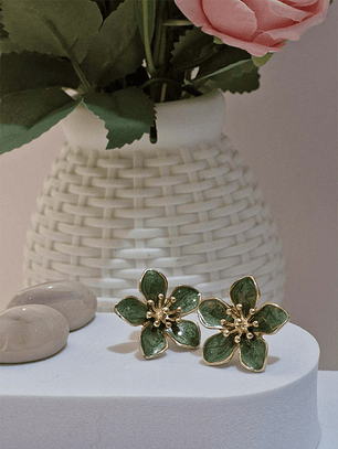 Pendientes flores verdes