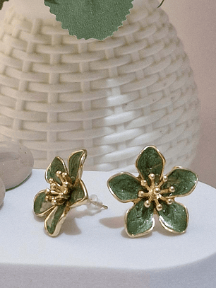 Pendientes flores verdes