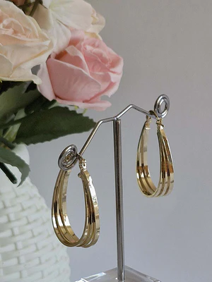 Aros ovaladas doradas 3cm bañado en oro