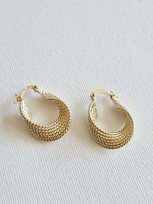 Argollas cordel dorado 2cm bañadas en oro