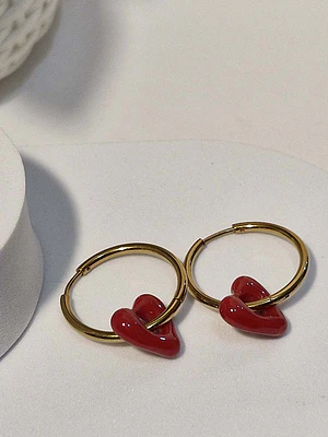 Aros doradas corazon acero inoxidable 3cm