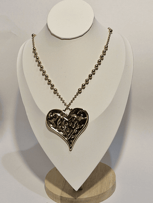 Conjunto collar colgante corazon dorado
