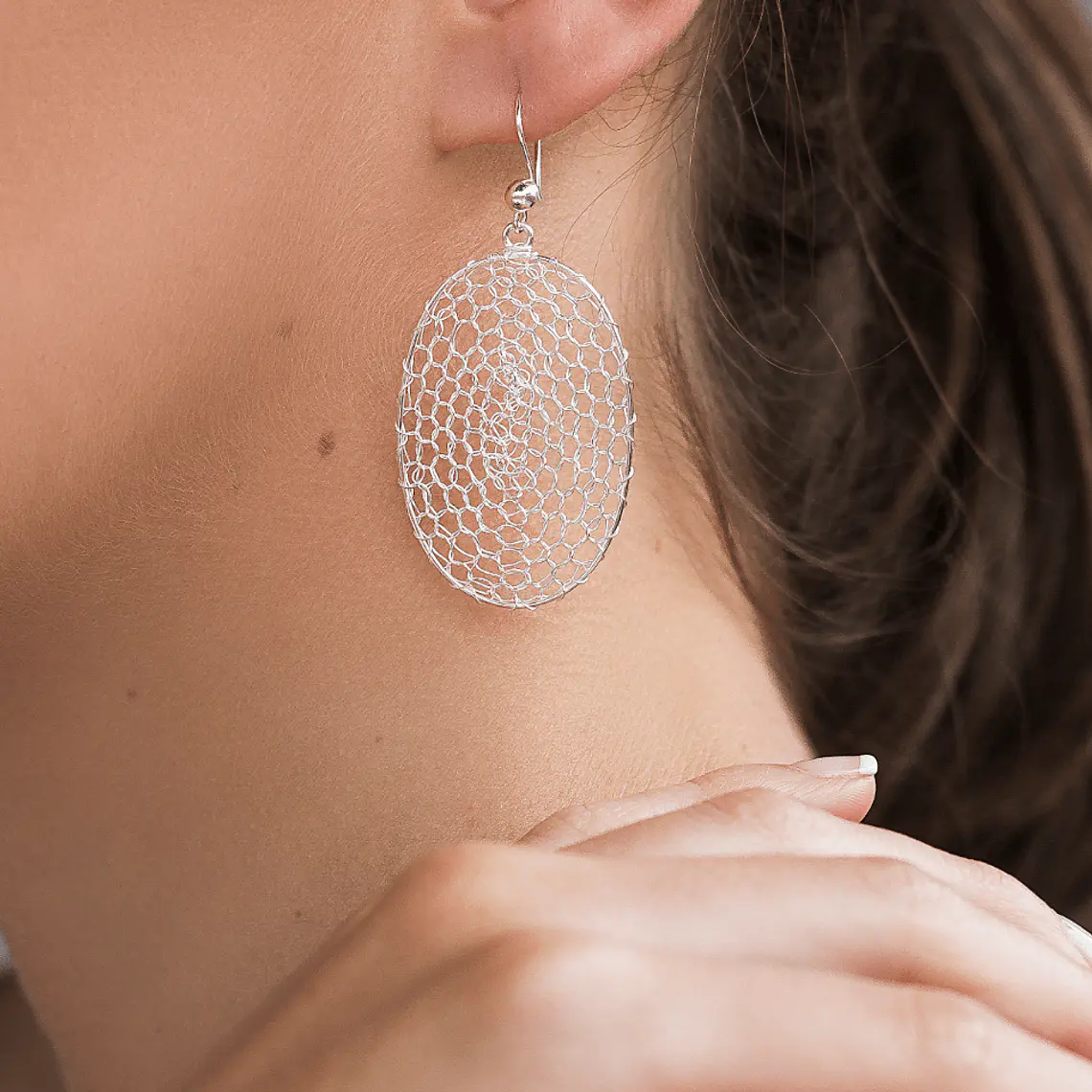 Aros colgante filigrana ovalado plata 950 1