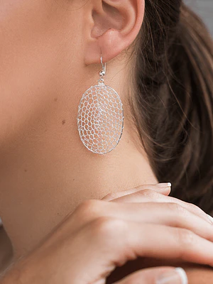 Aros colgante filigrana ovalado plata 950
