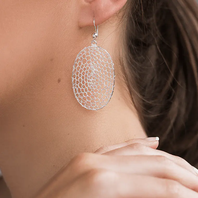 Aros colgante filigrana ovalado plata 950 1