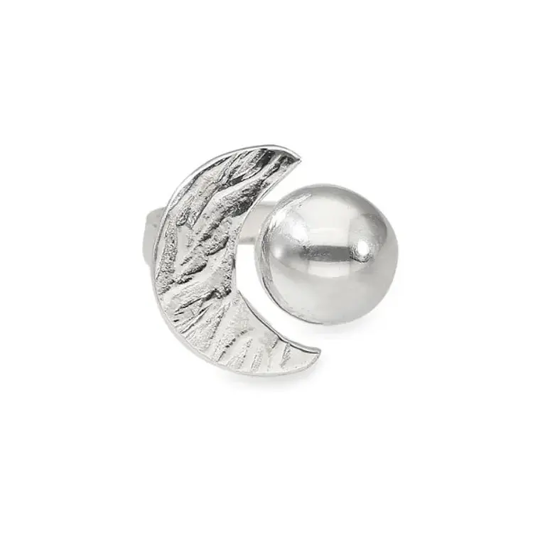 Anillo de plata 950 con diseño de sol y luna 2