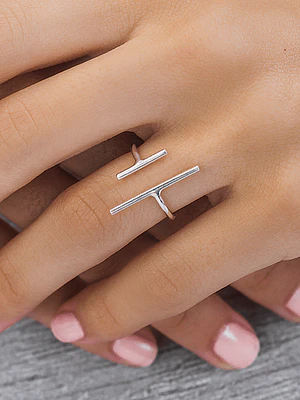 Anillo líneas paralelas de plata 950