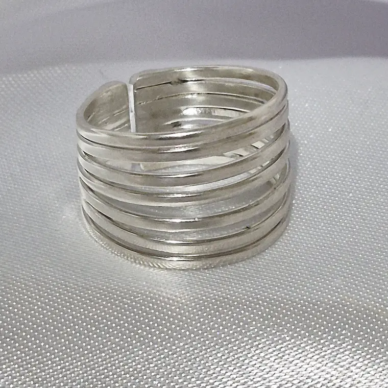 Anillo de cinco líneas juntas plata 950 1