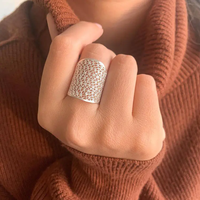 Anillo de filigrana fabricado en plata 950 3
