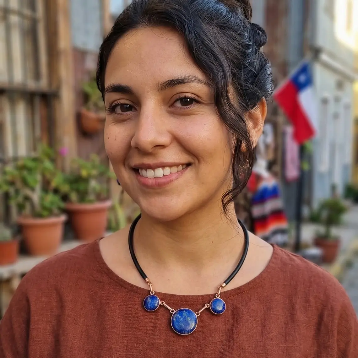 Collar Étnico Contemporáneo de Cobre y Lapislázuli 1