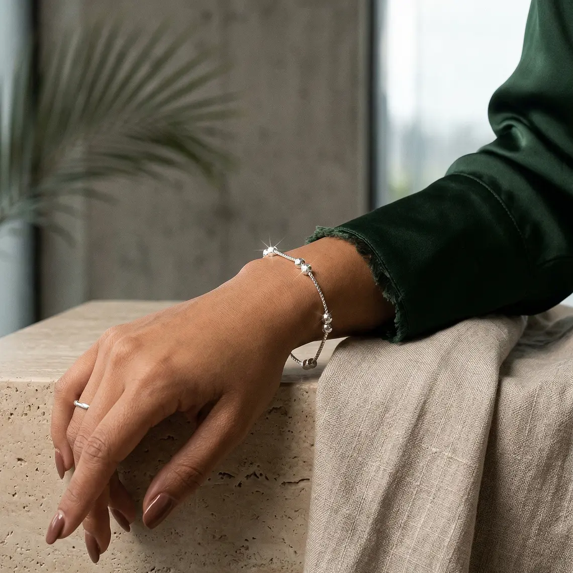 Pulsera de plata 950 con bolitas 2