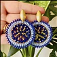 Aros circulares Alambrismo Bañado en Oro Mostacillas Azules - Miniatura 1