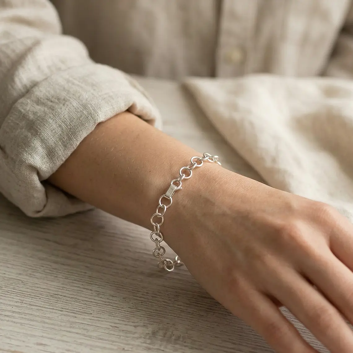 Pulsera de cadenas de plata 950  2