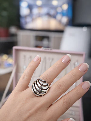 Anillo de plata 950 diseño estilo panal