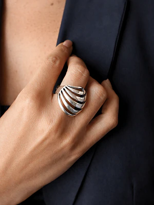 Anillo de plata 950 diseño estilo panal