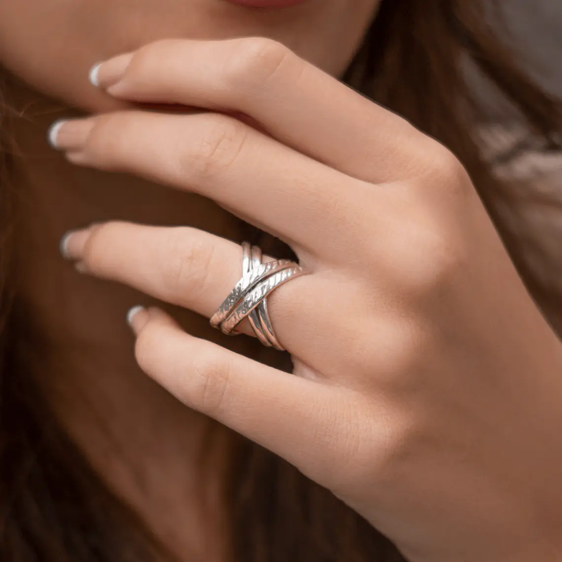Anillo Cruzado Plata 950 1