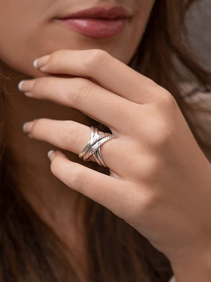 Anillo Cruzado Plata 950