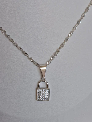 Collar plata 925 con colgante candado