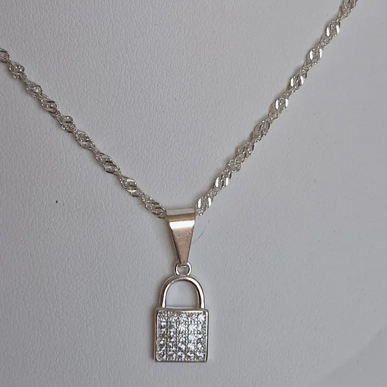 Collar plata 925 con colgante candado 2