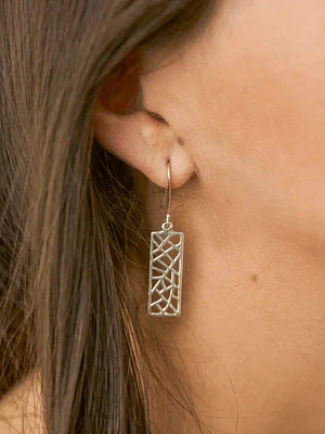 Aros colgantes rectangulares plata 950