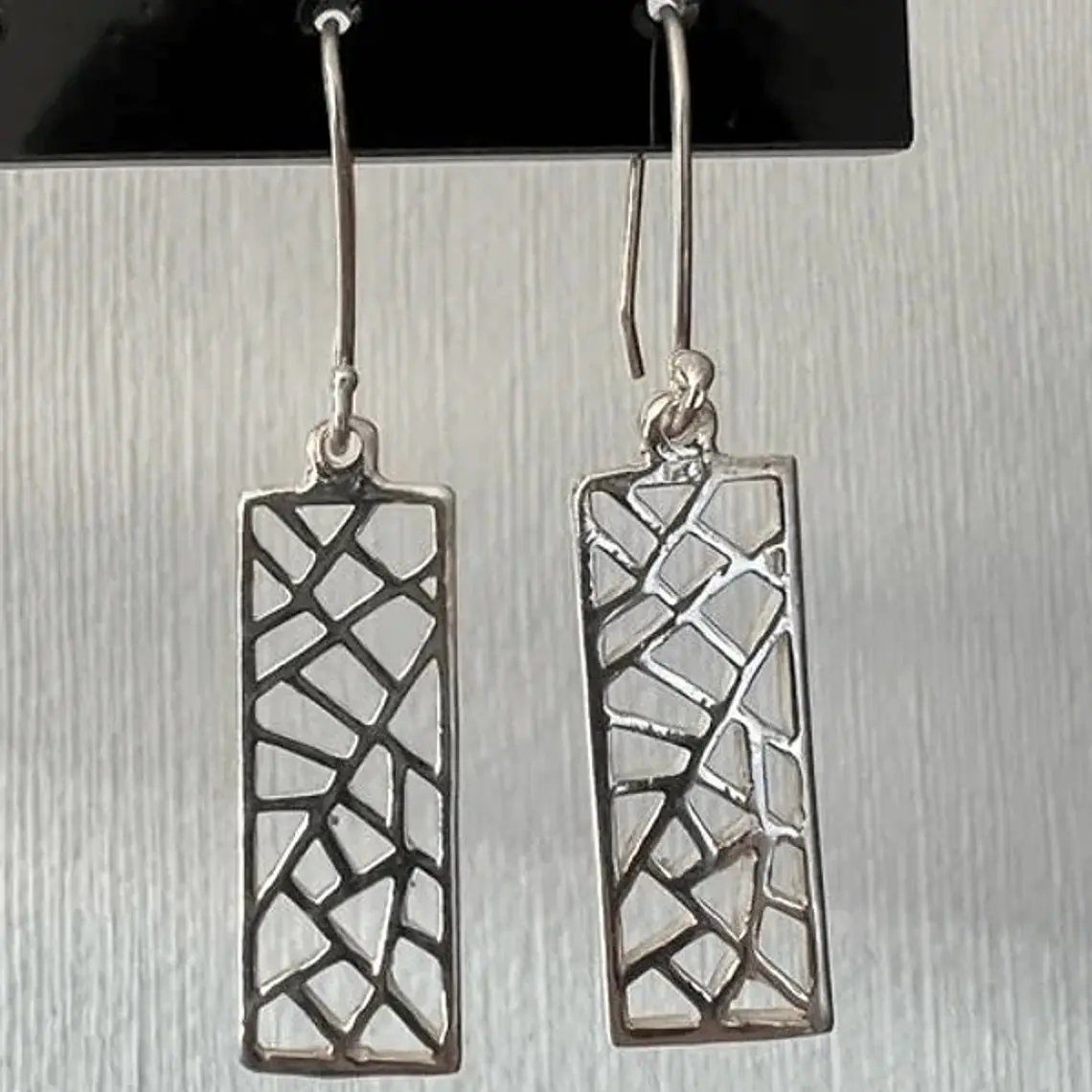 Aros colgantes rectangulares plata 950 2