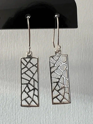 Aros colgantes rectangulares plata 950