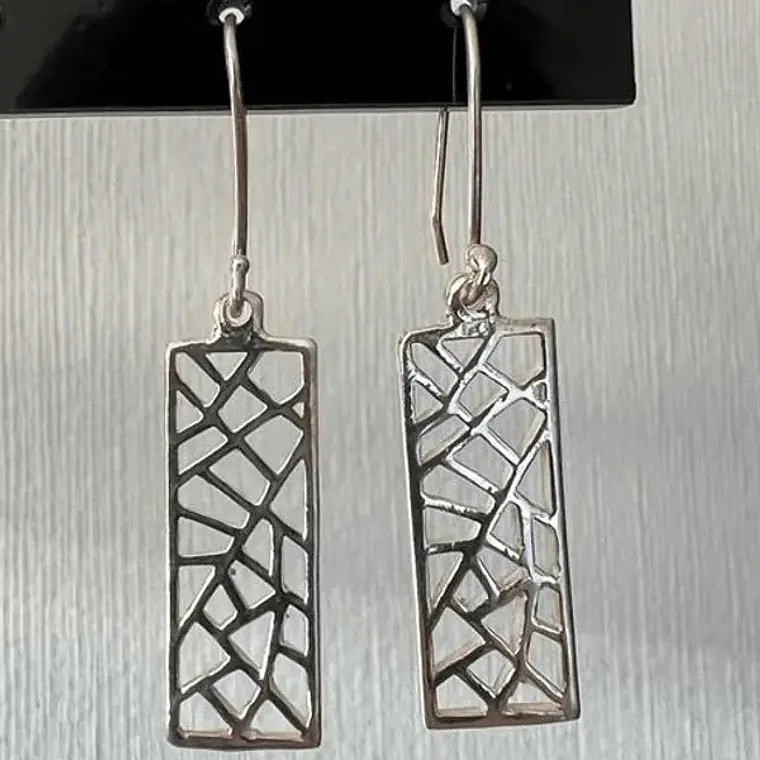 Aros colgantes rectangulares plata 950 2