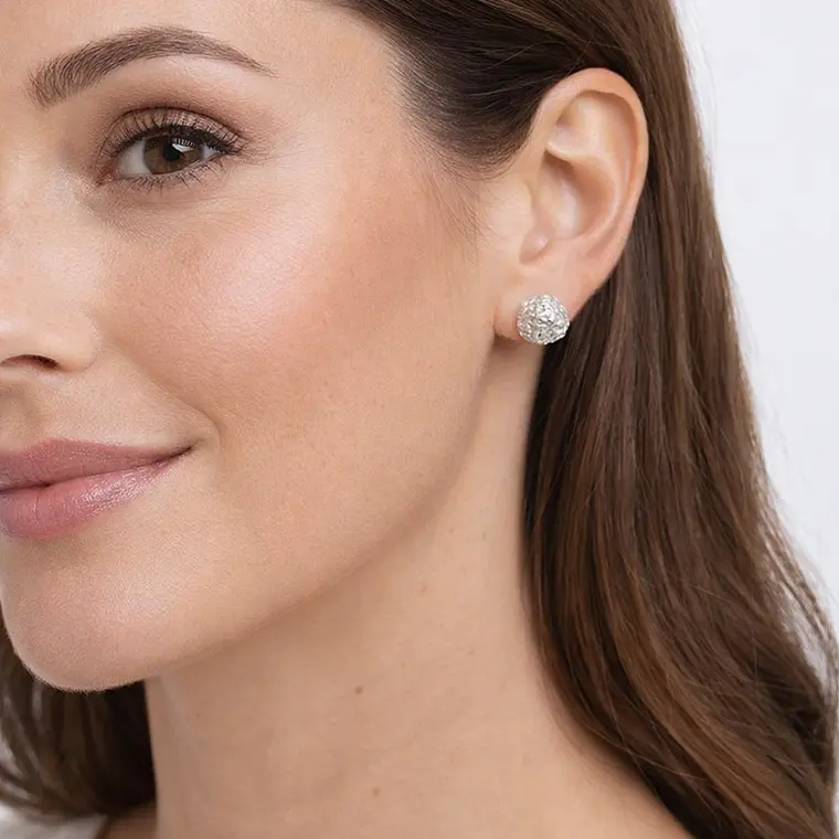 Aros de plata 950 con diseño esférico 2