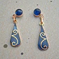 Aros cobre con piedra lapislazuri ( gancho de plata) - Miniatura 2