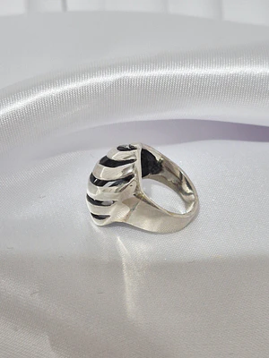 Anillo Plata 950 Abombado Lineas Radiales