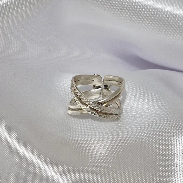 Anillo Cruzado Plata 950 3