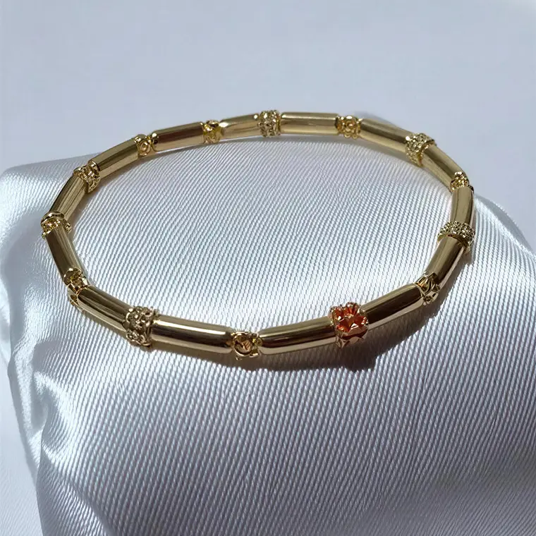Pulsera Eslabones dorados Texturizados enchape Oro 2