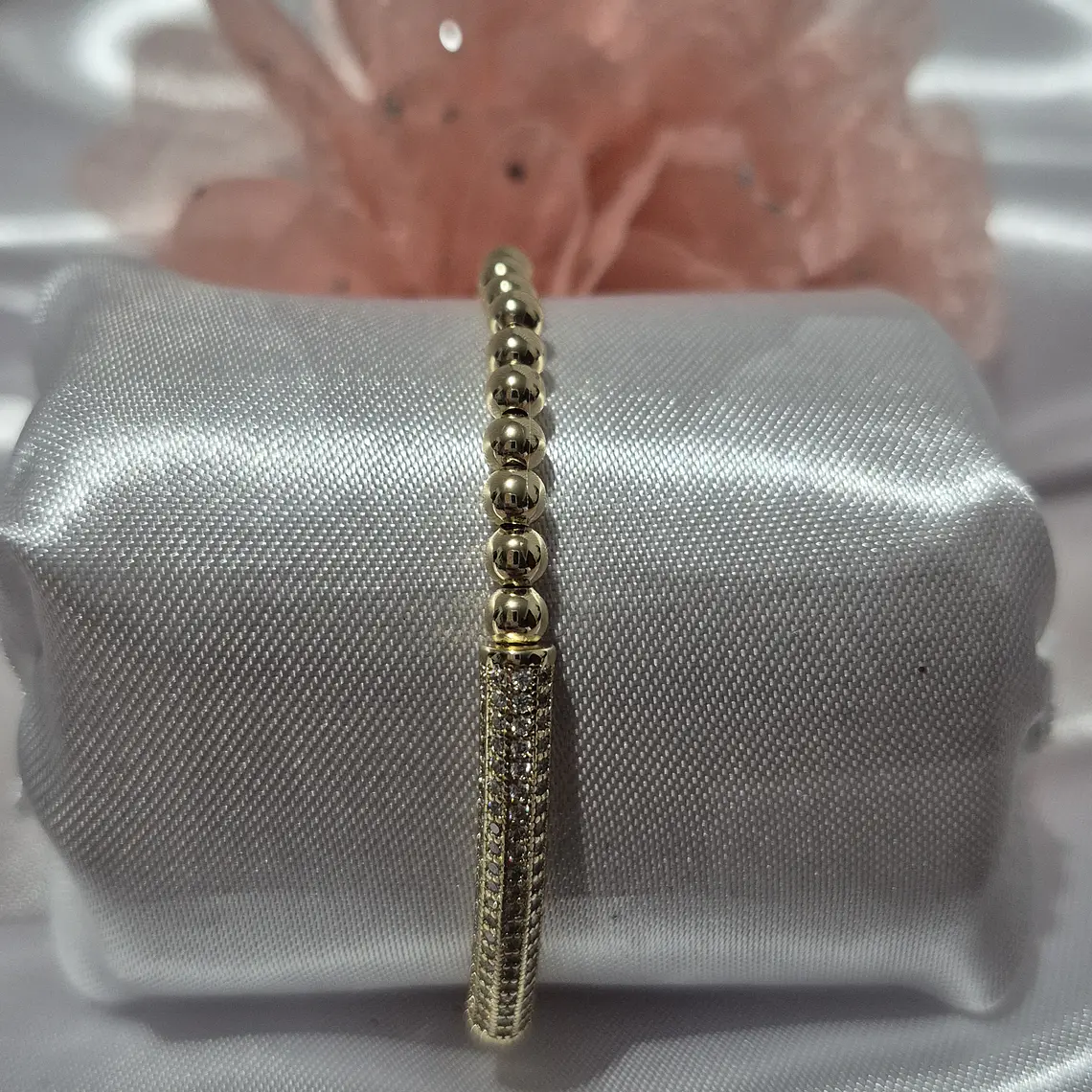 Pulsera Bolitas Oro con Circonias 1