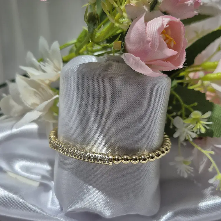 Pulsera Bolitas Oro con Circonias 2