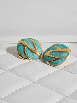 Aros Acero inoxidable color turquesa y dorado