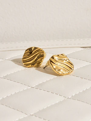 Aros Acero inoxidable Ondas Doradas