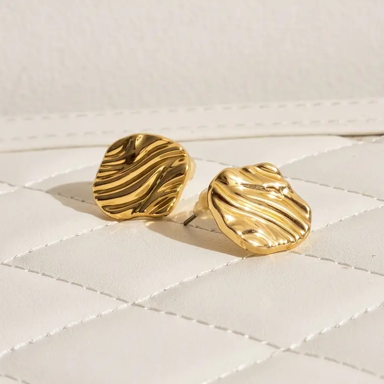Aros Acero inoxidable Ondas Doradas 1