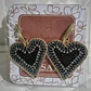 Aros Corazón Alambrismo Bañado en Oro y Cristales negros - Miniatura 2