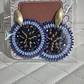 Aros circulares Alambrismo Bañado en Oro Mostacillas Azules - Miniatura 2