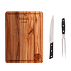 Tabla parrillera + cuchillo y tenedor