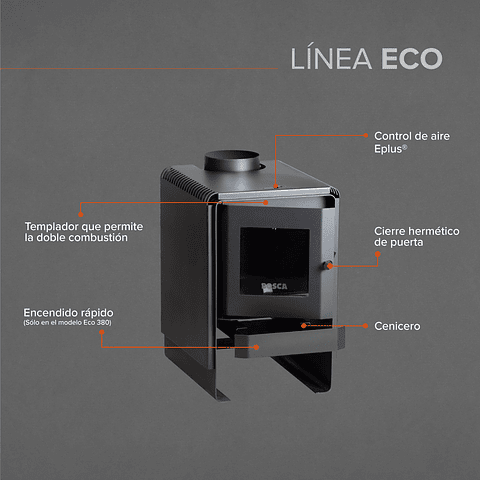 Pack Estufa a Leña Eco 380 + Kit de instalación