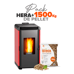 Pack Estufa Hera Rojo + 1500kg de pellet 