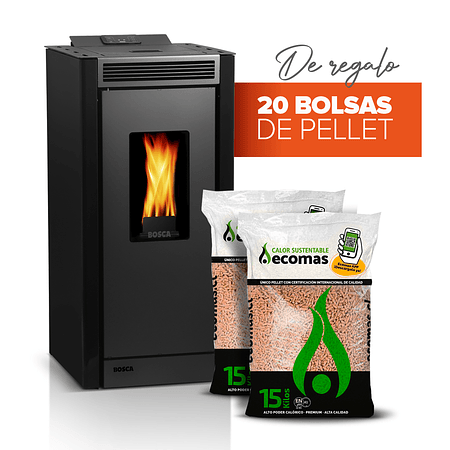 Pack estufa a pellet Black Vision  Negro + 20 bolsas de pellet 