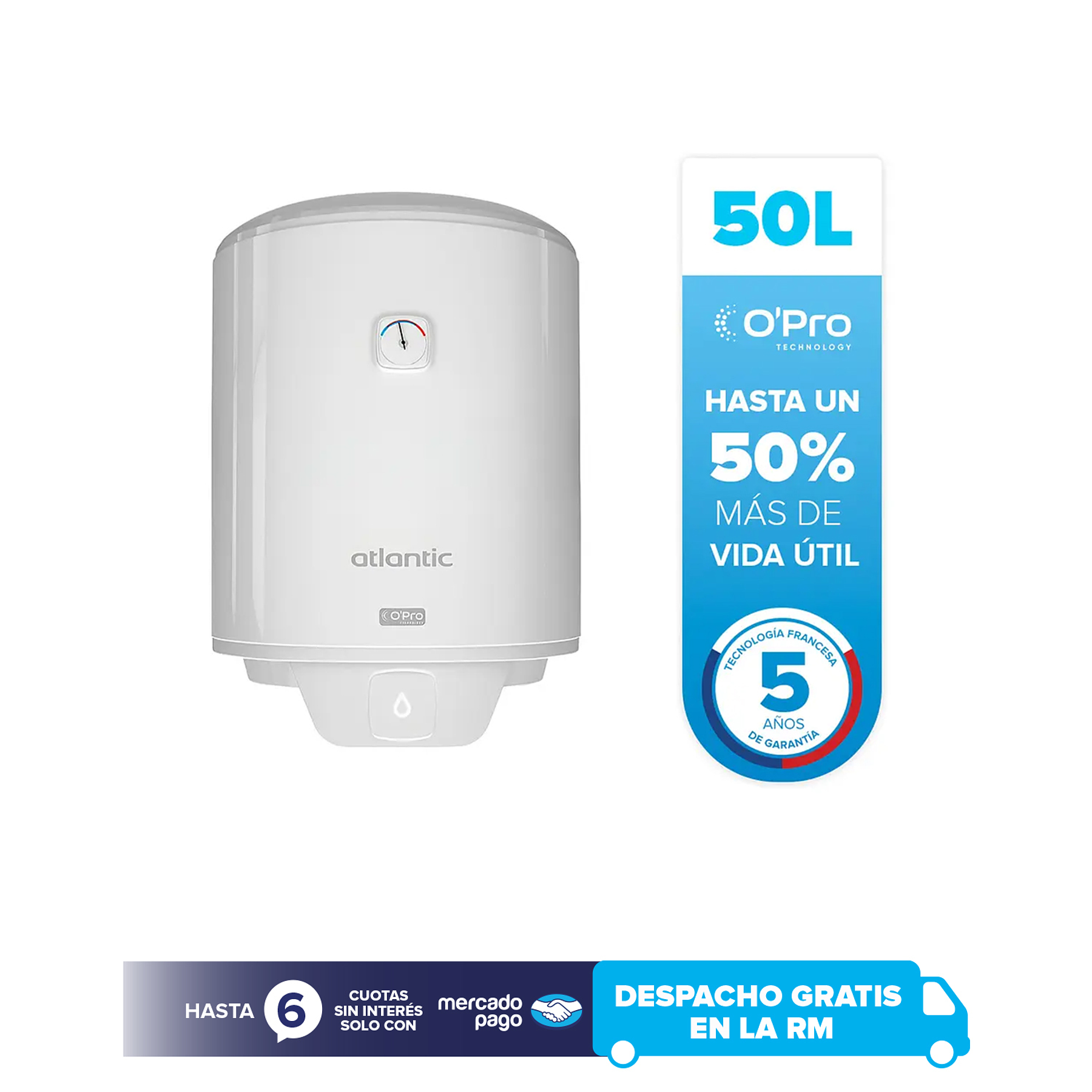 Termo Eléctrico Atlantic Opro+ 50 litros